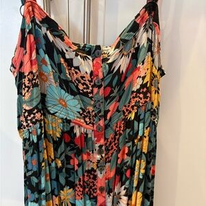 NATURAL LIFE Colorful Floral Button-Down Maxi Dress